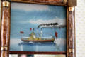 Mirror painting of side-wheeler steamship at Edison Birthplace Museum. Milan, OH.