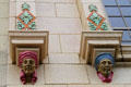 Sculpted heads on facade of building at 222 Market Ave. N. Canton, OH.