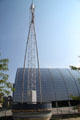 Decorative tower outside former National Inventors Hall of Fame. Akron, OH.