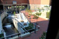 Landscaped Ohio & Erie Canal runs through downtown Akron. Akron, OH.
