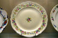Homer Laughlin plate with floral border at Museum of Ceramics. East Liverpool, OH.