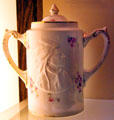 Semi-porcelain jar with embossed Indian by Smith Phillips at Museum of Ceramics. East Liverpool, OH.