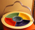 Fiesta ware sectional serving dish by Homer Laughlin China Co. at Museum of Ceramics. East Liverpool, OH.