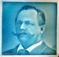 Presidential candidate Arthur Sewall on tile by American Encaustic Tiling Co. at Mathews House Museum. Zanesville, OH