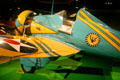 Boeing P-26A replica fighter was last to have open cockpit & fixed wheels at National Museum of USAF. Dayton, OH.