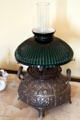 Kerosene lamp with green shade at Reese-Peters House. Lancaster, OH.