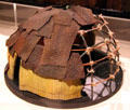 Model of Ojibwa dome-shaped wigwam made of bent saplings & bark at Johnston Farm Museum. Piqua, OH.