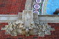 Stonework garland on Sullivan's People's Federal Savings & Loan Assn. Sidney, OH.