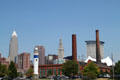 Powerhouse & skyline of Cleveland seen from The Flats. Cleveland, OH.