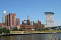 Skyline of Cleveland seen from The Flats. Cleveland, OH.