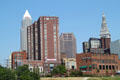 Skyline of Cleveland from The Flats. Cleveland, OH.