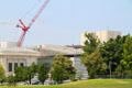 Construction of arched atrium filling center of Cleveland Museum of Art. Cleveland, OH.
