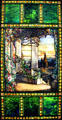 Landscape with Greek Temple stained glass window by Louis Comfort Tiffany at Cleveland Museum of Art. Cleveland, OH.