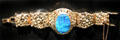 Black opal bracelet in yellow gold at Cleveland Museum of Natural History. Cleveland, OH.