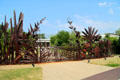 Kohl Gate shows native plant life by Albert Paley at Cleveland Botanical Garden. Cleveland, OH.