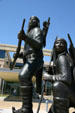 Sculpture group of Native Americans at entrance of Oklahoma History Center. Oklahoma City, OK.