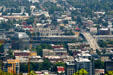 Skyline of Portland between One Pacific Square & Burnside Bridge. Portland, OR.