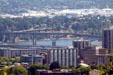 Ross Island Bridge & Mt. Hood Hwy. over Willamette River. Portland, OR.