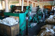 Machines arrayed for steps of wool blanket production in Thomas Kay Woolen Mill museum. Salem, OR.