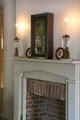 Mantle clock & fireplace in living room of Shriver House Museum. Gettysburg, PA.