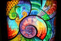 Stained glass roof of Peace Portal by Ulla Darni at National Liberty Museum. Philadelphia, PA