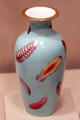 Porcelain blue vase with feathers from Britain at Carnegie Museum of Art. Pittsburgh, PA.
