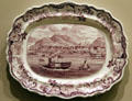 Earthenware platter decorated with view of Pittsburgh, PA by James & Ralph Clews of Britain at Carnegie Museum of Art. Pittsburgh, PA.