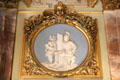 Blue & white bisque medallion with classical scene in Dining Room at The Breakers. Newport, RI.