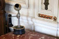 Candlestick telephone with buttons to connect to other extensions & staff call buttons in Mr. Vanderbilt's Bedroom at The Breakers. Newport, RI.