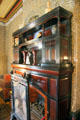 Bedroom fireplace with display case mantle at Chateau-sur-Mer. Newport, RI.