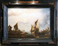 Visit of the Stadtholder Prince Frederik to Fleet of the States General at Dordrecht in 1646 painting by Jan Van de Cappelle at Rough Point. Newport, RI.