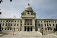 Front stairs of Rhode Island State House. Providence, RI.