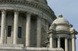 Detail of world's second largest marble dome on Rhode Island State House. Providence, RI.