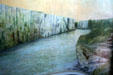 Mural of falls which give town its name in Old Courthouse Museum. Sioux Falls, SD.