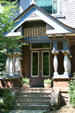 Eastlake style porch of heritage house in Cathedral Historic District. Sioux Falls, SD.