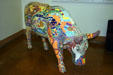 Mosaic covered cow sculpture in Central Library part of the Art in San Antonio project. San Antonio, TX.