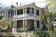 Rounded corner house in King William district. San Antonio, TX.