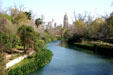 View of Riverwalk in King William district to downtown. San Antonio, TX