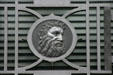 City Hall medallion lawmaker Moses on door. Houston, TX.