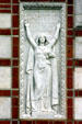Rice University Lovett Hall carving celebrating education. Houston, TX.