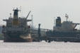 Oil tankers around San Jacinto. Houston, TX.