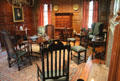 Pine room with American objects of Early Baroque style including high-chest of drawers at Bayou Bend. Houston, TX.