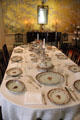 Dining room table set with Chinese export porcelain at Bayou Bend. Houston, TX.