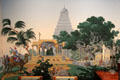 Mural wallpaper with Indian temple at Bayou Bend. Houston, TX.