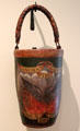 Leather fire bucket from home of Jos. F. Tufts of Ancient Fire Society at Bayou Bend. Houston, TX.