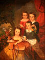 Portrait of four children with deer at Bayou Bend. Houston, TX.