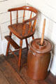 Highchair & butter churn in San Felipe Cottage at Sam Houston Park. Houston, TX.
