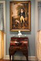 Portrait over inlaid desk in drawing room at Rienzi house museum. Houston, TX.