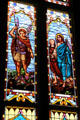 Stained glass windows of St Michael & St Raphael at San Fernando Cathedral. San Antonio, TX.