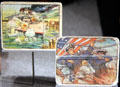 Bubblegum cards depicting Japanese attack on river gunboat USS Panay on Yangtze River in China at National Museum of the Pacific War. Fredericksburg, TX.